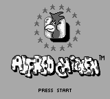 Alfred Chicken title screen for GameBoy